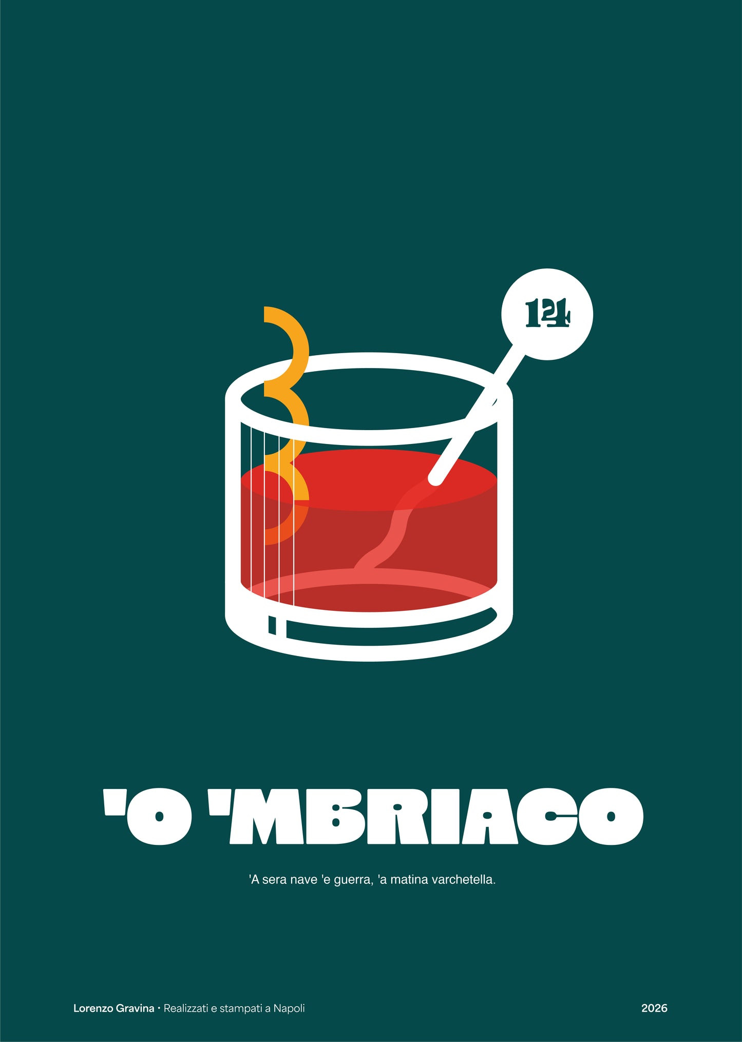 Poster Smorfia 14 Negroni – stampa su carta opaca 230gr, vista frontale | Posteria Verace