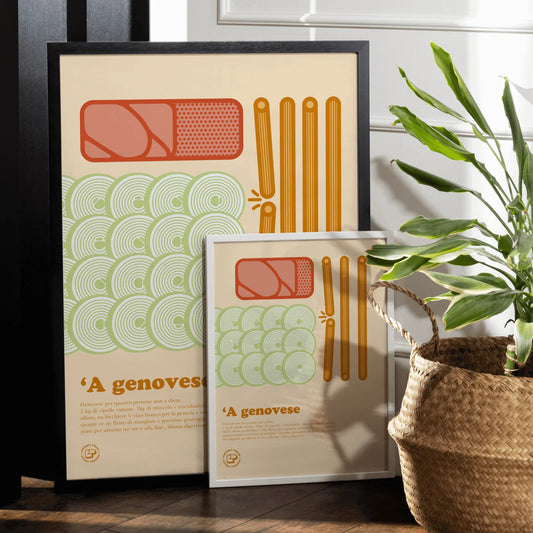 Poster Genovese appeso in cucina, arredamento napoletano contemporaneo