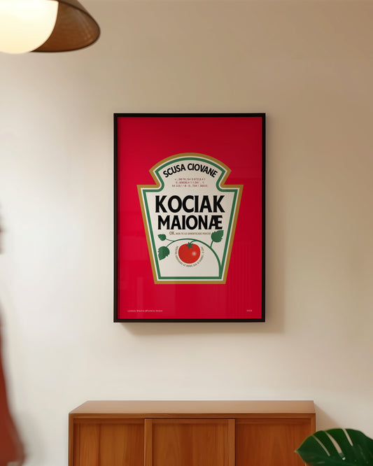 Poster Kociak appeso in studio, stampa napoletana contemporanea Posteria Verace