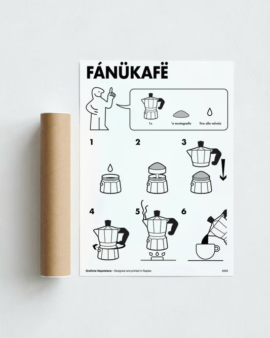 Poster Moka caffè appeso in cucina napoletana, arredamento moderno