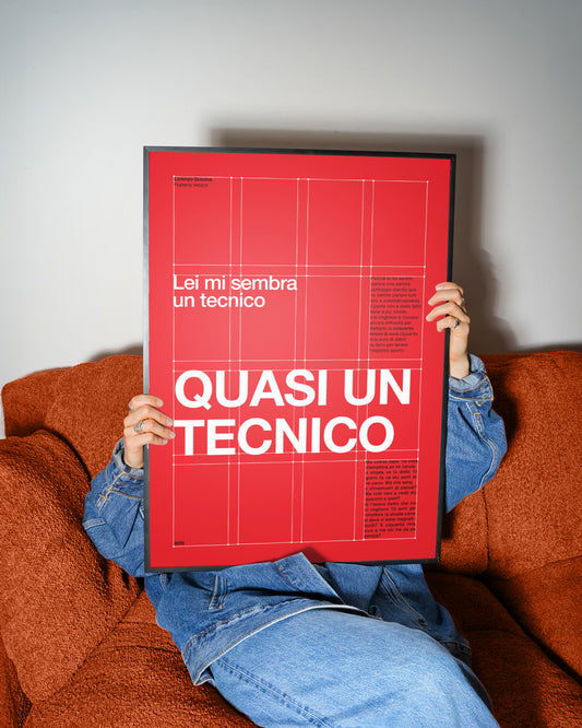 Poster Quasi un tecnico appeso in studio, meme napoletano design contemporaneo