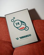Poster Smorfia 14 in cornice su parete – design napoletano contemporaneo | Posteria Verace
