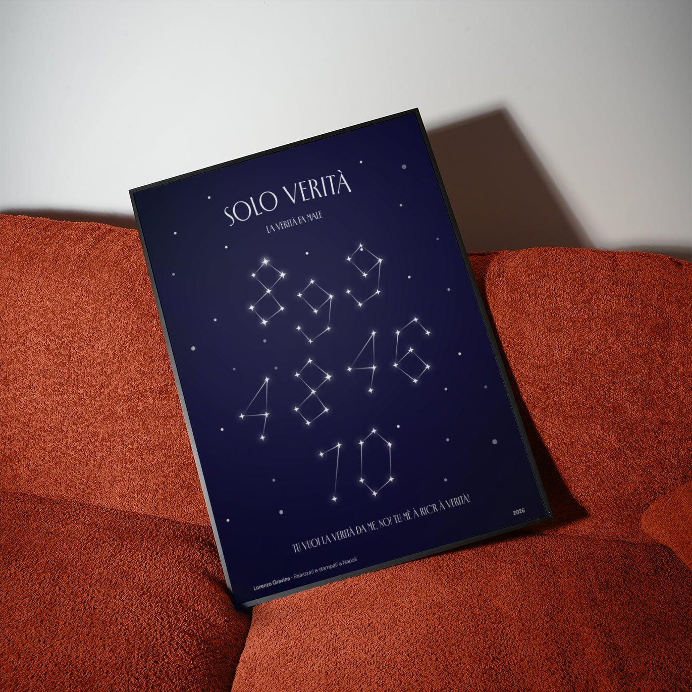 Poster Solo Verità in cornice su parete – stampa napoletana contemporanea | Posteria Verace