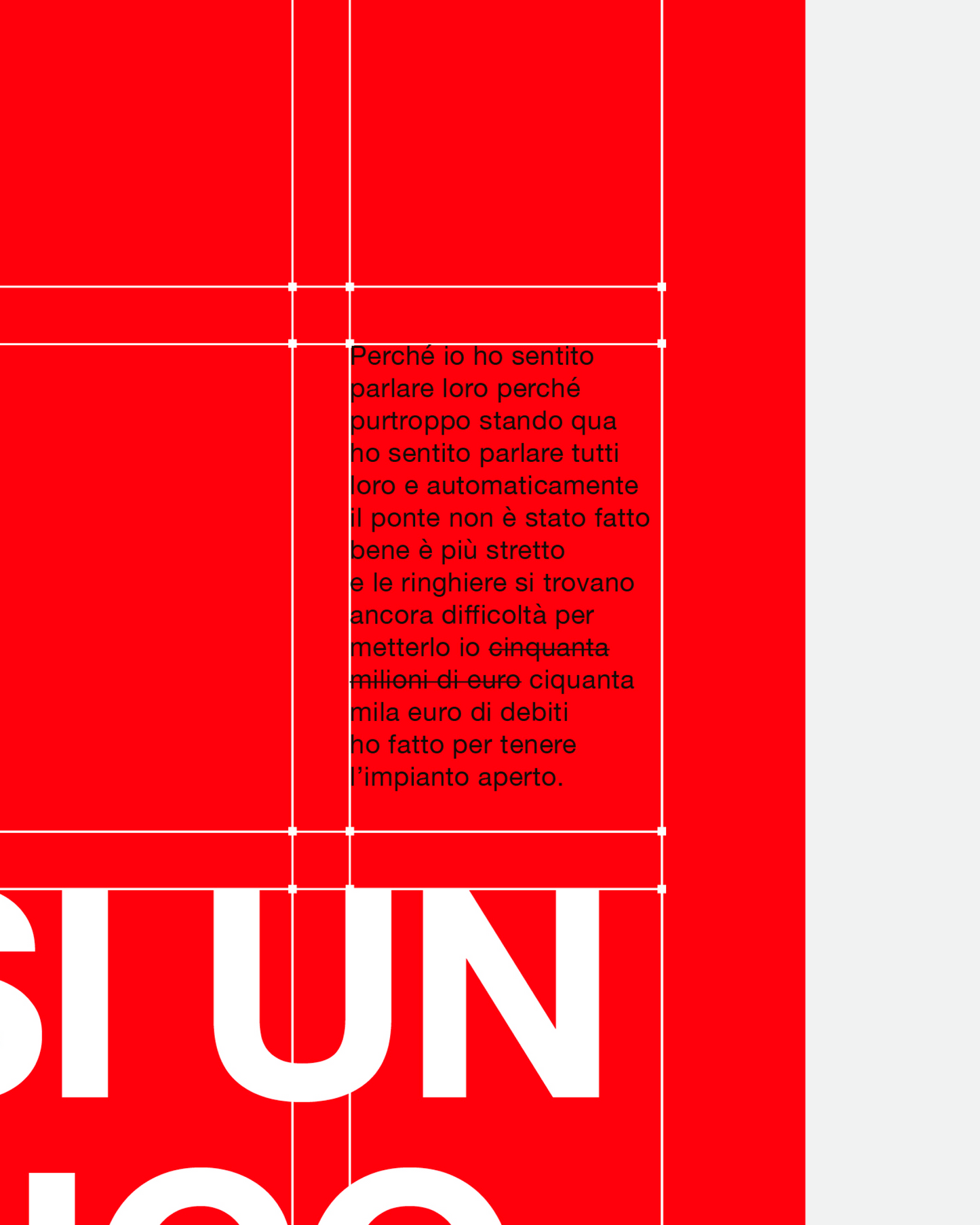 Poster Quasi un Tecnico – dettaglio tipografico grid system svizzero | Posteria Verace