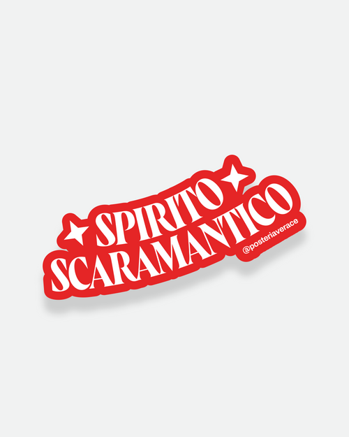 Sticker Spirito Scaramantico – adesivo napoletano in vinile su sfondo bianco | Posteria Verace