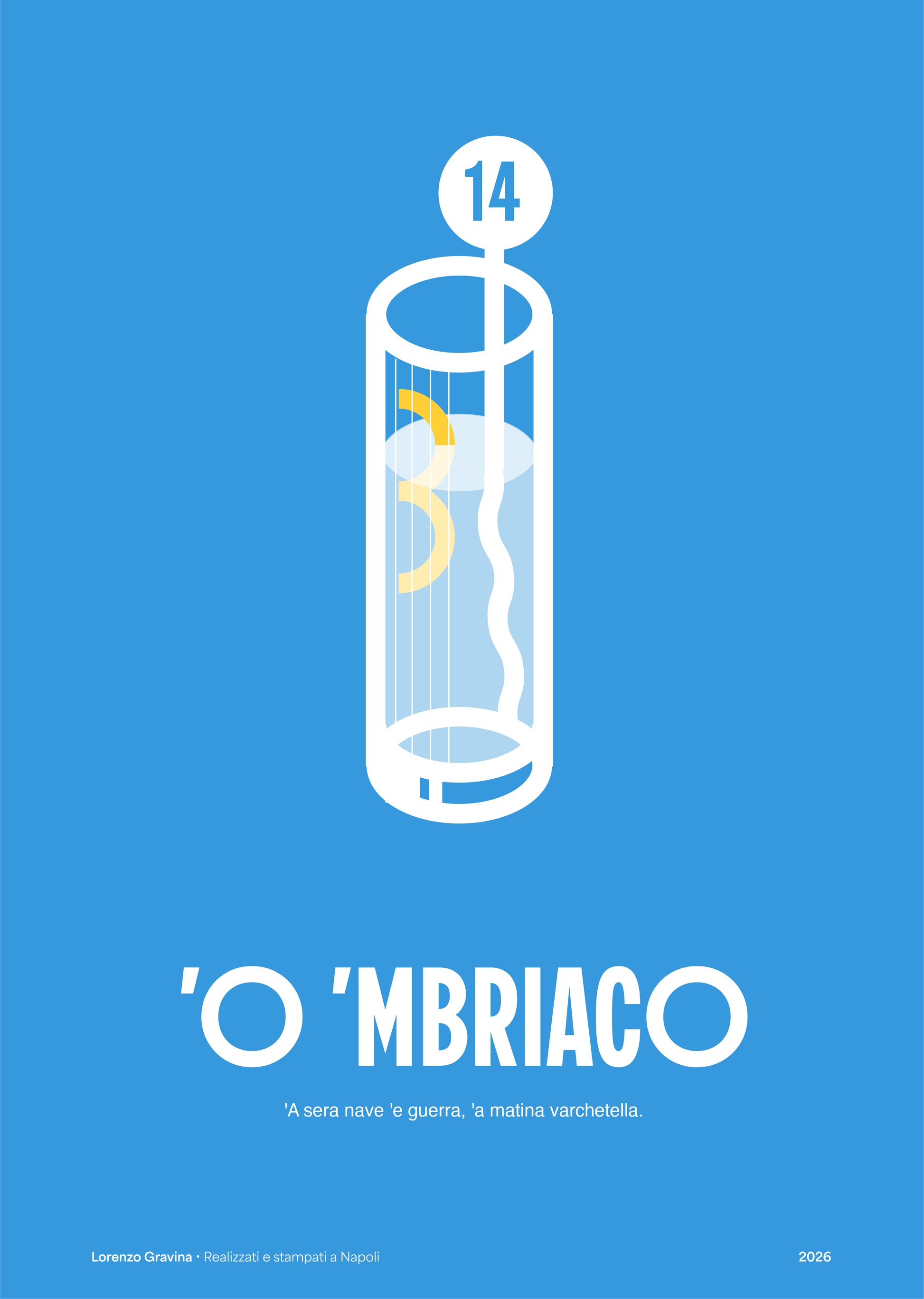 Poster Smorfia 14 Gin Tonic – stampa su carta opaca 230gr, vista frontale | Posteria Verace