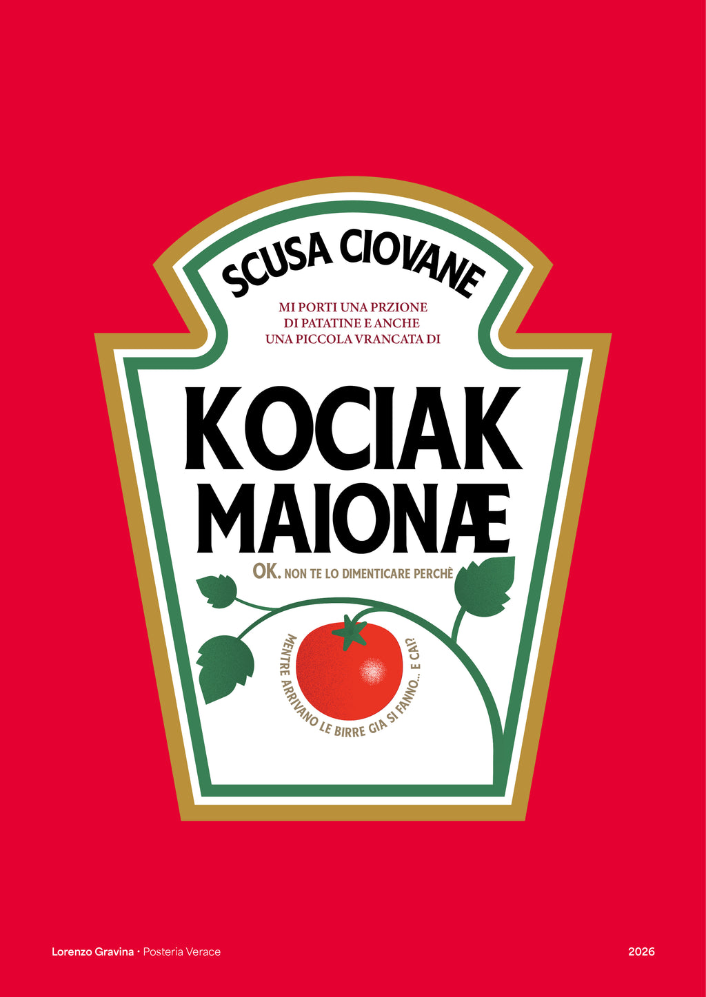 Poster Kociak – stampa tipografica su carta opaca 230gr, vista frontale | Posteria Verace