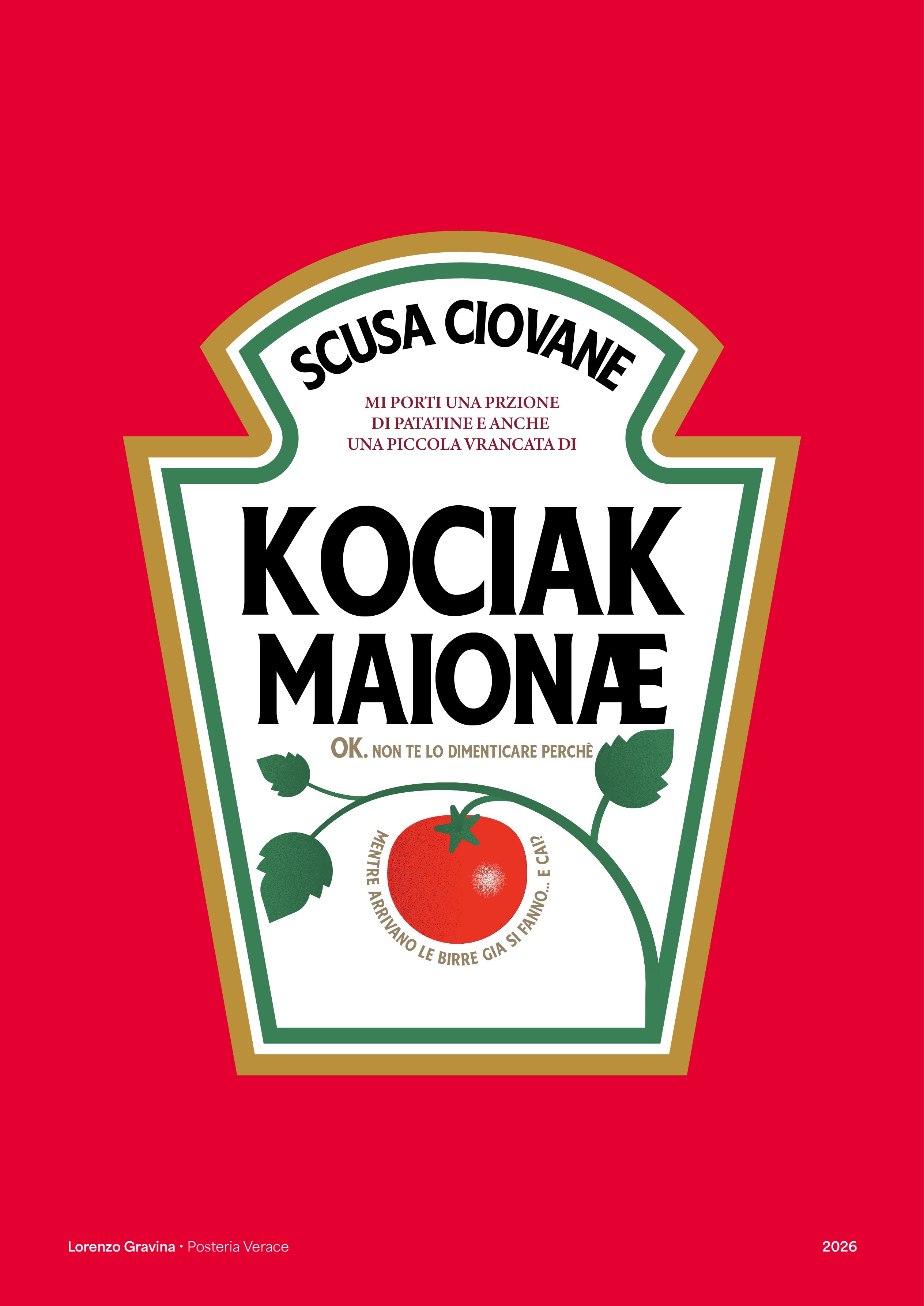 Poster Kociak – stampa tipografica su carta opaca 230gr, vista frontale | Posteria Verace
