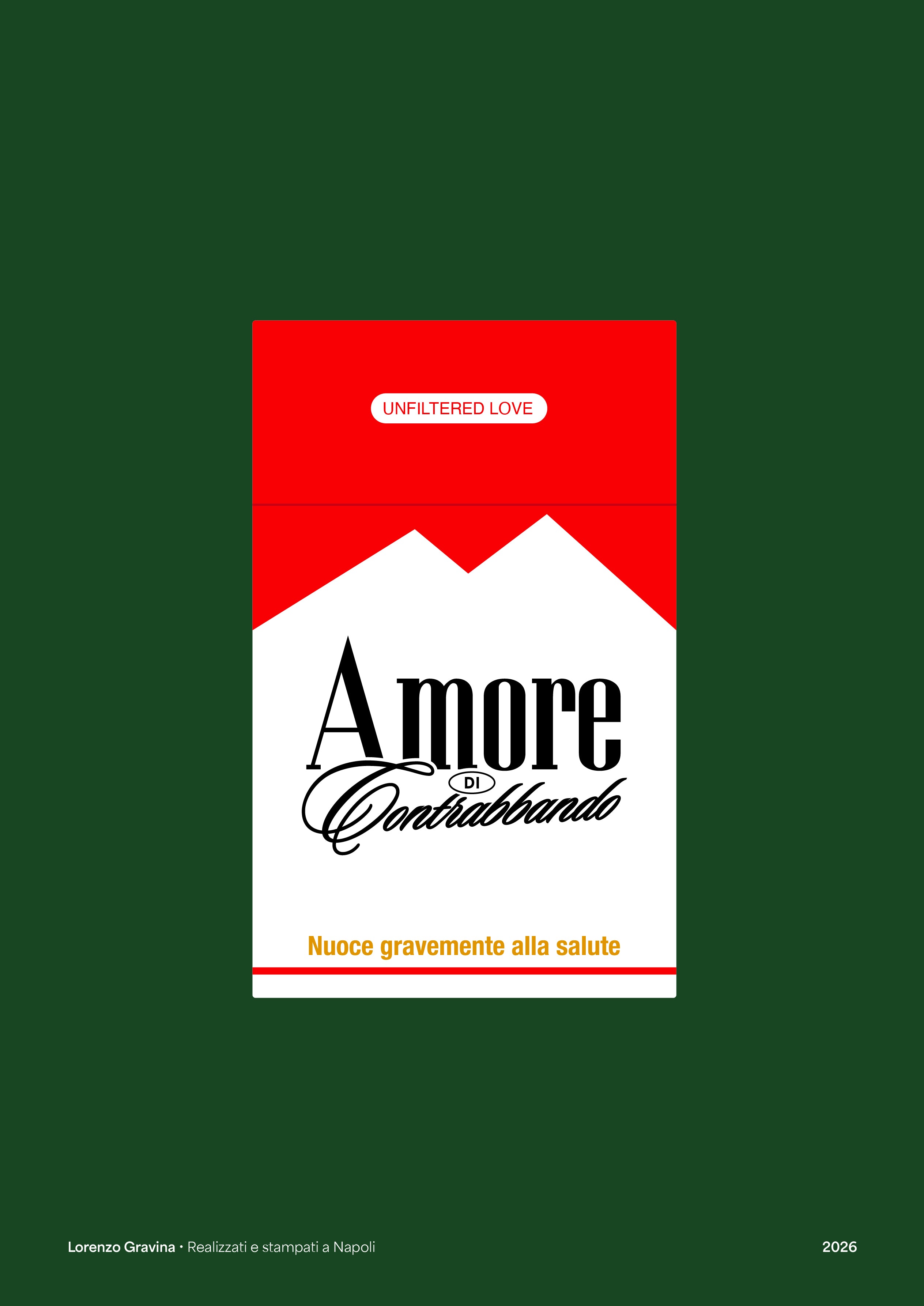 Poster Amore di Contrabbando – stampa su carta opaca 230gr, vista frontale | Posteria Verace