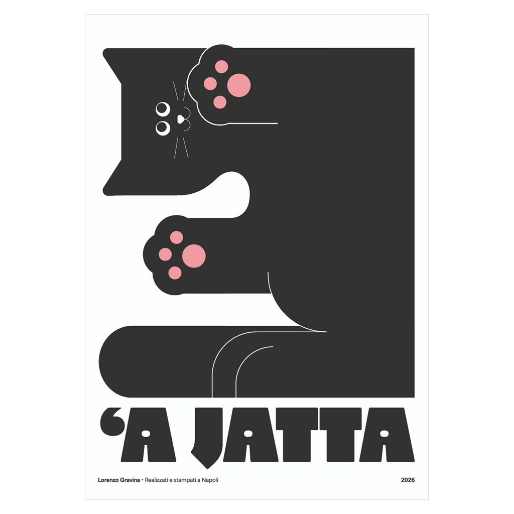Poster Smorfia 3 'A Jatta – gatto nero della smorfia napoletana, stampa tipografica | Posteria Verace