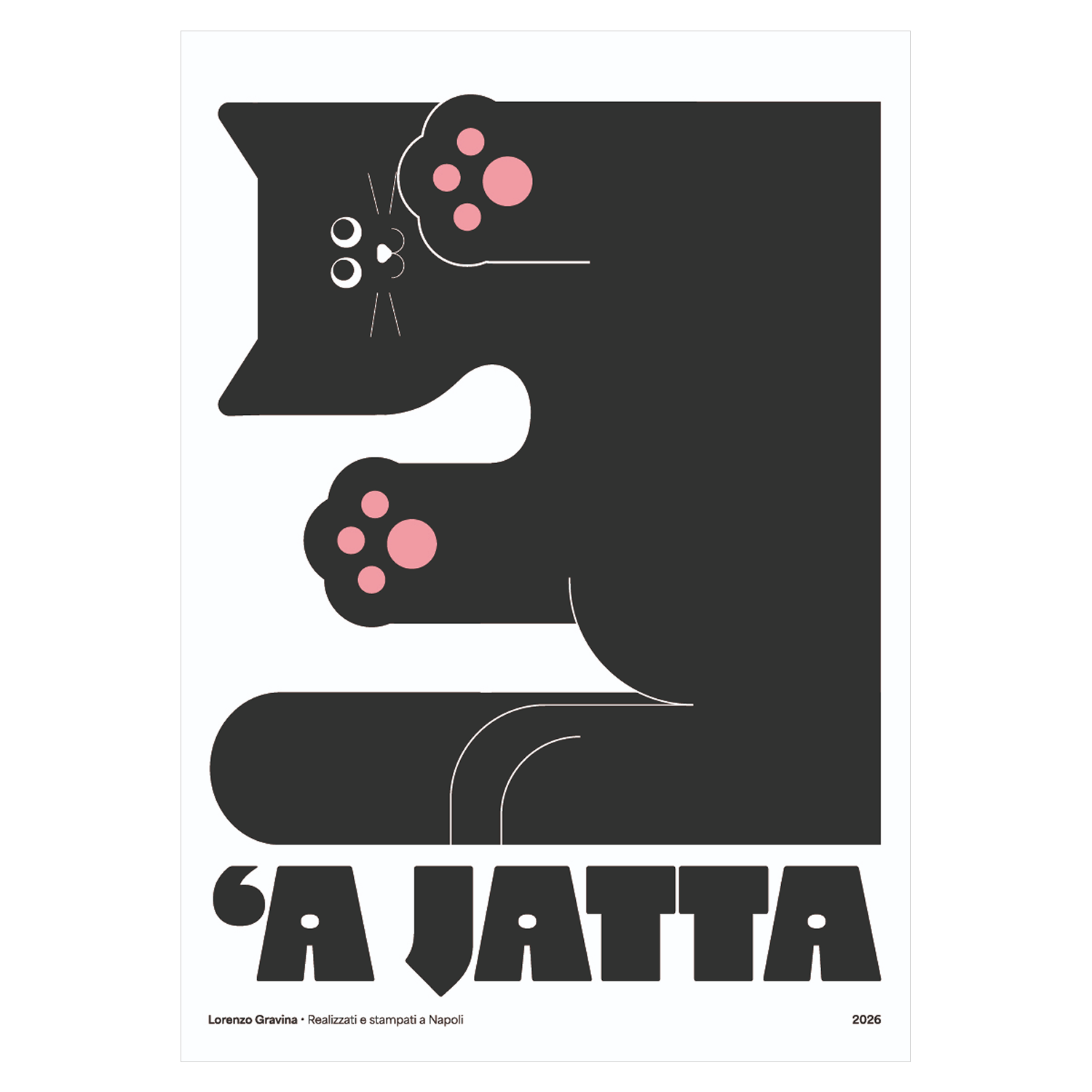 Poster Smorfia 3 'A Jatta – gatto nero della smorfia napoletana, stampa tipografica | Posteria Verace