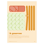 Poster La Genovese – ricetta napoletana illustrata con cipolle e ziti, stampa cucina | Posteria Verace