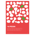 Poster 'A Pizza – ricetta napoletana di mamma illustrata su sfondo rosso, stampa cucina | Posteria Verace