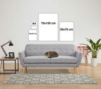 Guida alle misure dei poster Posteria Verace: formati A4, 30x40, 50x70 e 70x100 cm a confronto su parete
