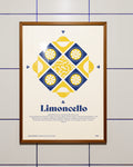 Poster Limoncello in cornice su parete piastrellata – stampa napoletana contemporanea | Posteria Verace