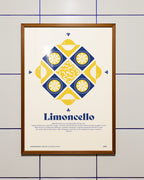 Poster Limoncello in cornice su parete piastrellata – stampa napoletana contemporanea | Posteria Verace