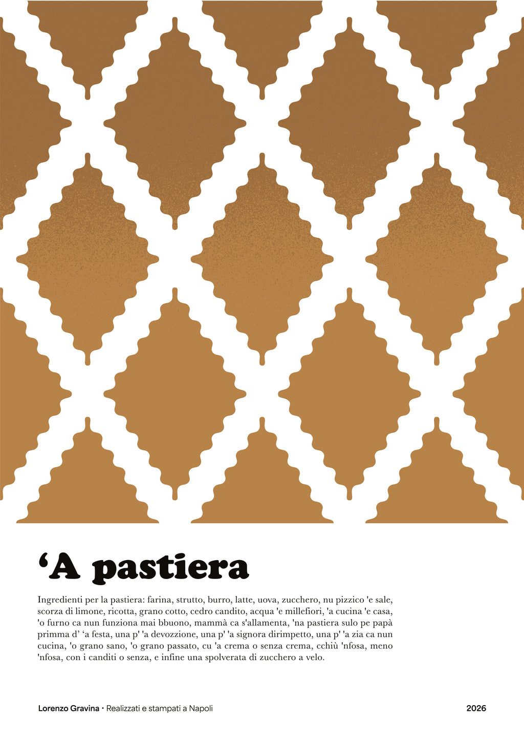 Poster Pastiera Napoletana – stampa tipografica su carta opaca 230gr | Posteria Verace