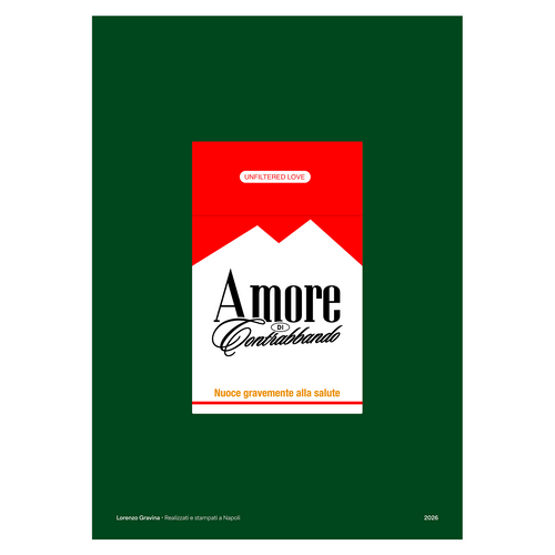 Poster Amore di Contrabbando – sigarette e cuore napoletano, stampa tipografica | Posteria Verace