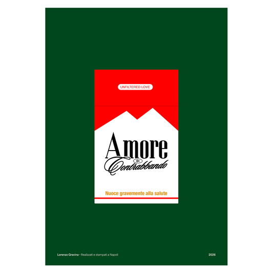 Poster Amore di Contrabbando – sigarette e cuore napoletano, stampa tipografica | Posteria Verace