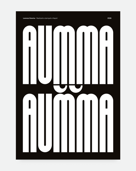 Poster Aumma Aumma – occhi nascosti e tradizione partenopea, stampa napoletana | Posteria Verace
