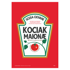 Poster Kociak – etichetta in stile ketchup, meme napoletano, stampa tipografica | Posteria Verace