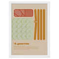 Poster mignon con la ricetta della genovese napoletana, stampa 13x18 cm con cornice bianca inclusa