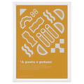 Poster mignon con la ricetta napoletana della pasta e patate, stampa 13x18 cm con cornice bianca inclusa