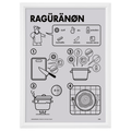 Poster mignon con la ricetta del ragù napoletano, stampa 13x18 cm con cornice bianca inclusa