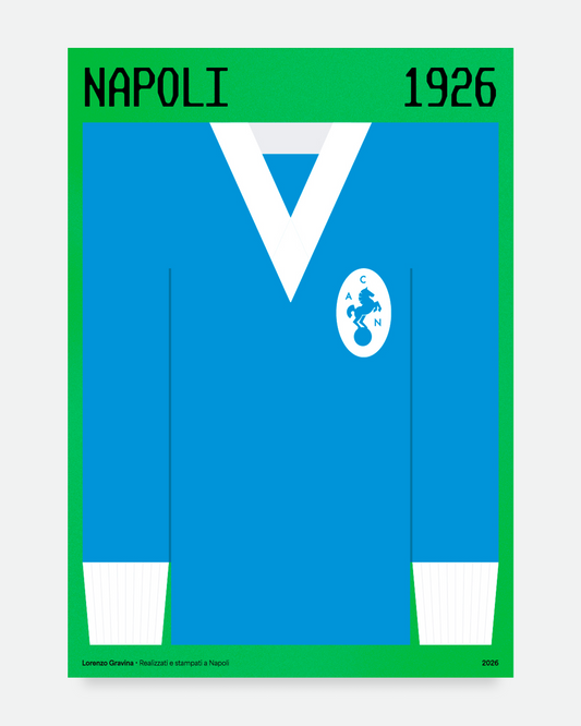 Poster Napoli 1926 - prima maglia storica del Napoli centenario - stampa napoletana contemporanea | Posteria Verace