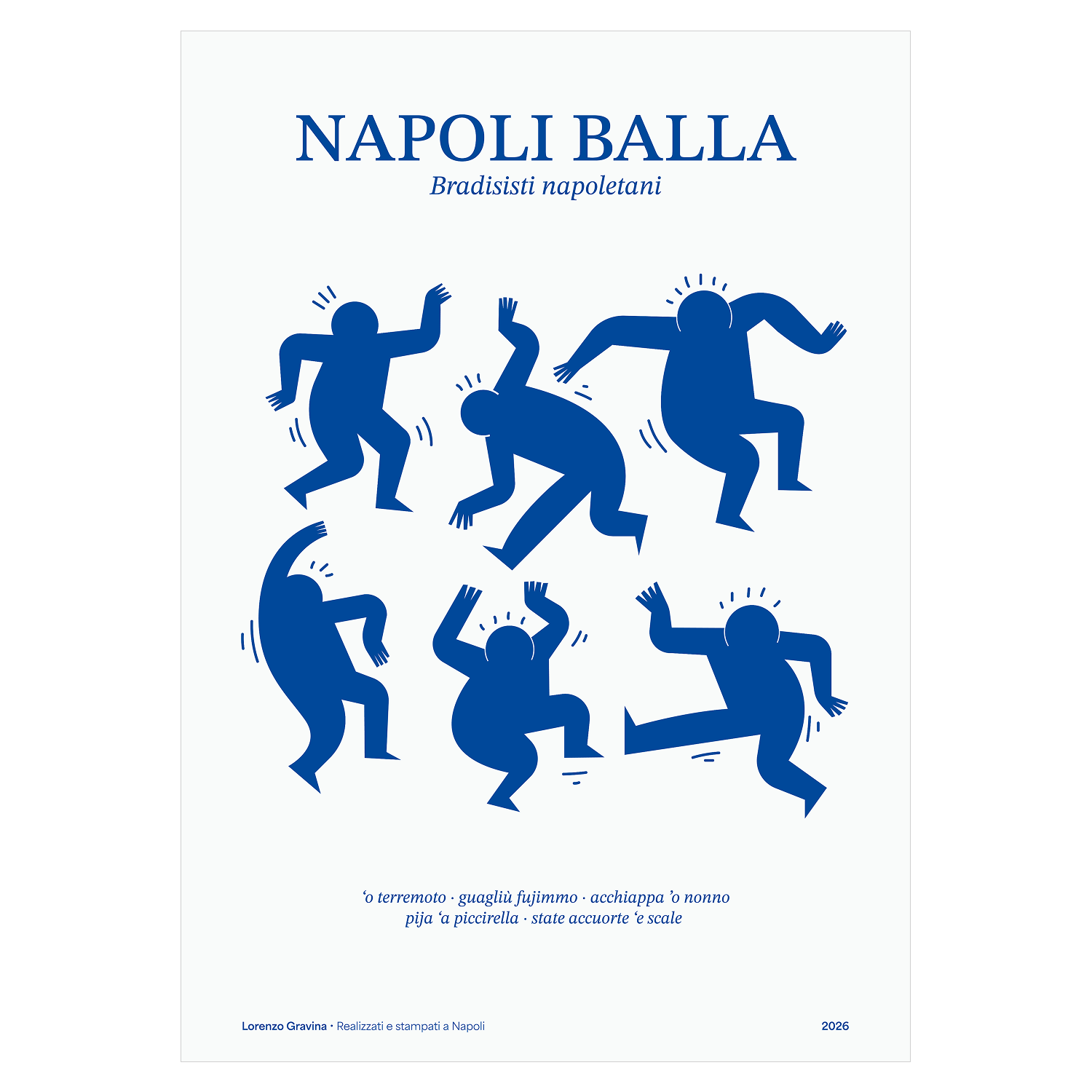 Poster Napoli Balla – figure danzanti in stile Keith Haring, stampa napoletana contemporanea | Posteria Verace