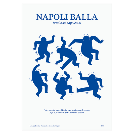 Poster Napoli Balla – figure danzanti in stile Keith Haring, stampa napoletana contemporanea | Posteria Verace