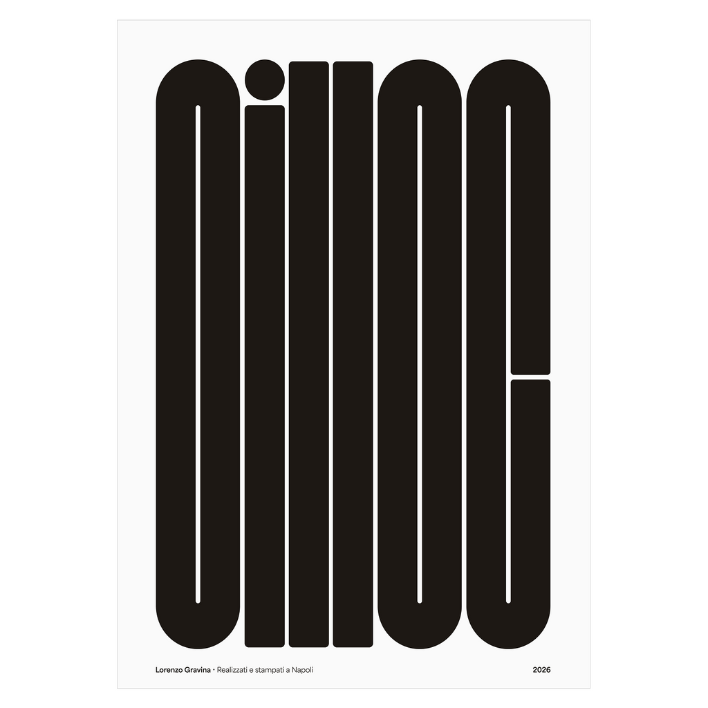 Poster Oilloc – composizione tipografica napoletana moderna su carta opaca | Posteria Verace