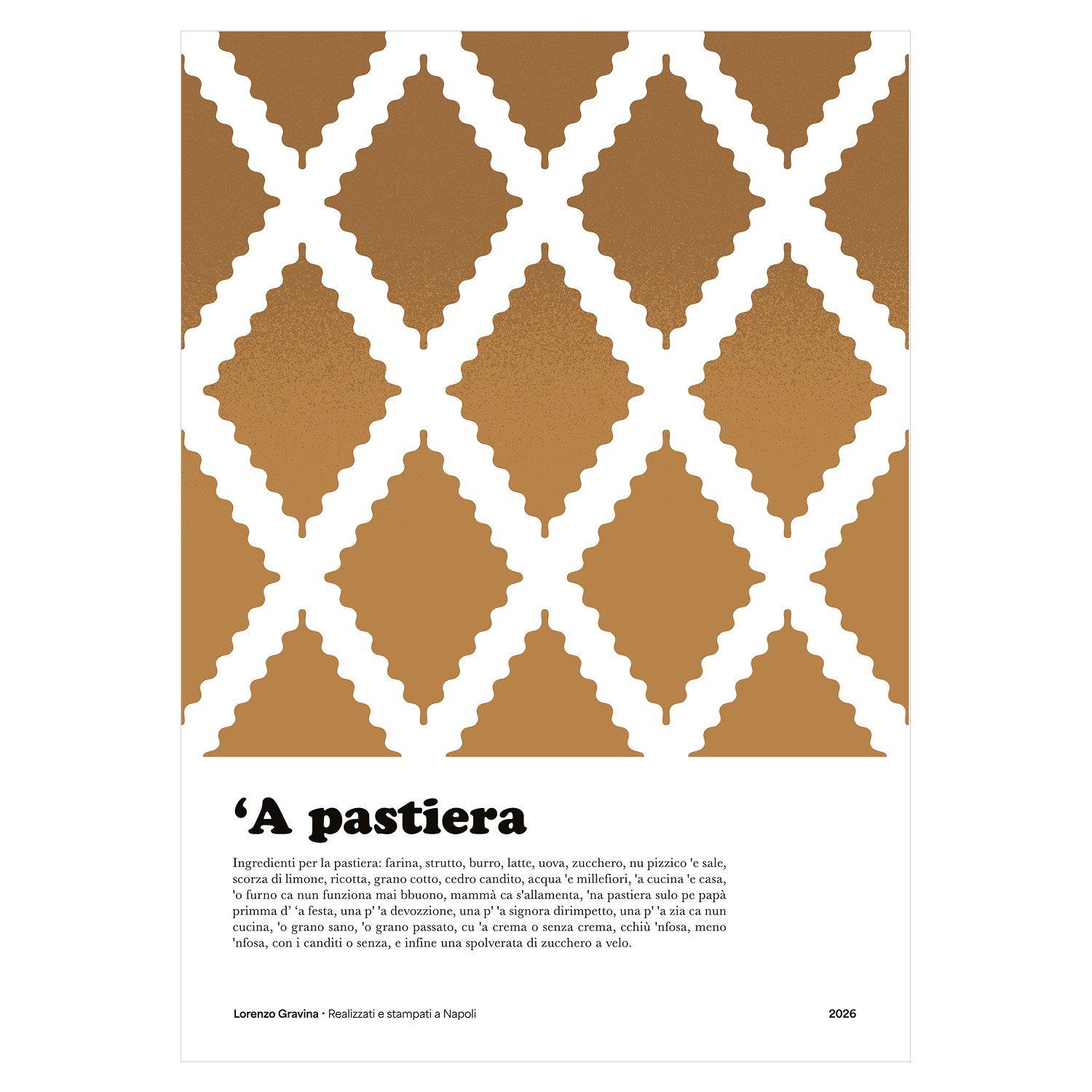 Poster Pastiera Napoletana – dolce tradizionale, stampa per cucina | Posteria Verace