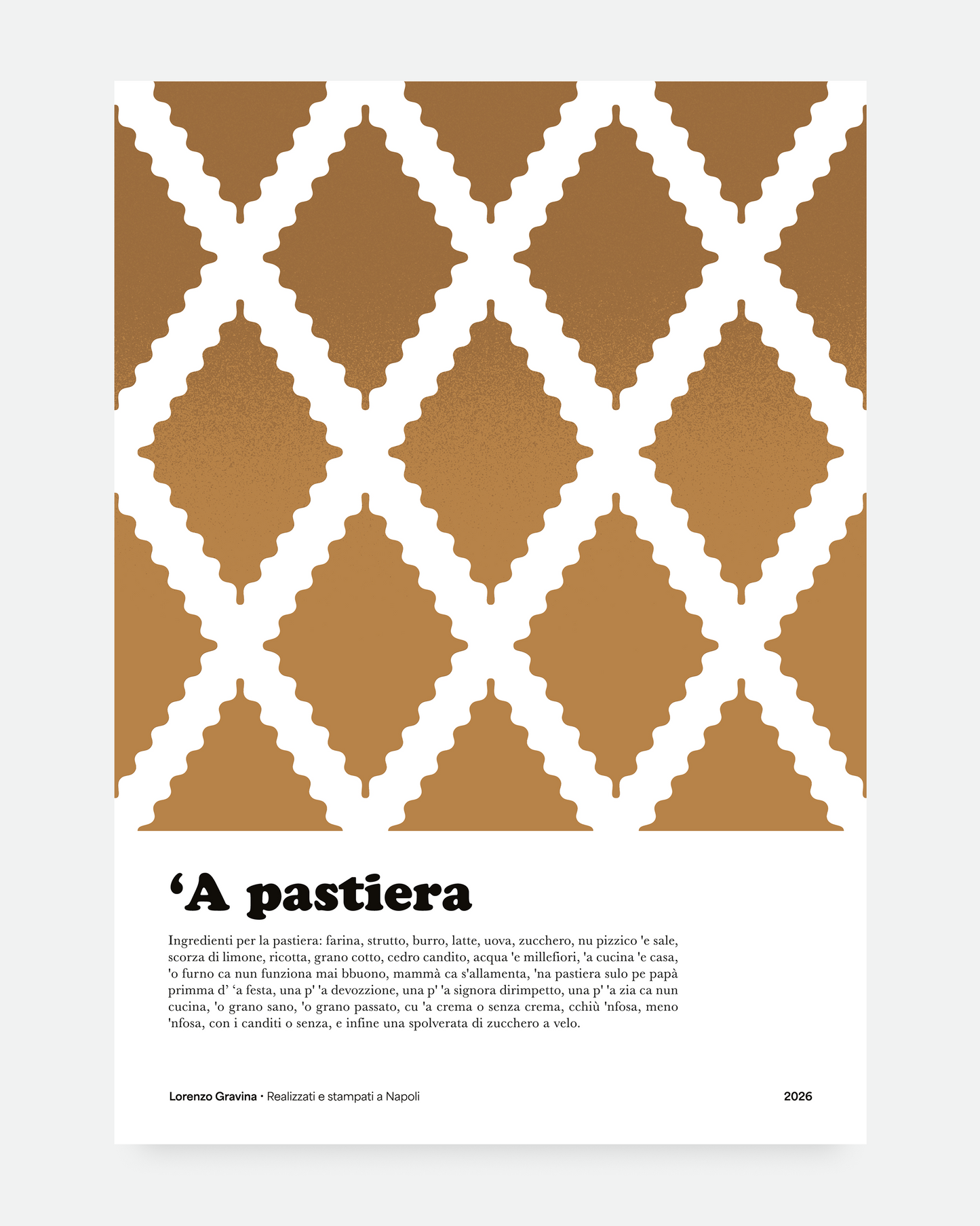 Poster Pastiera, stampa napoletana per cucina, design tipografico moderno
