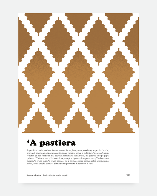 Poster Pastiera, stampa napoletana per cucina, design tipografico moderno