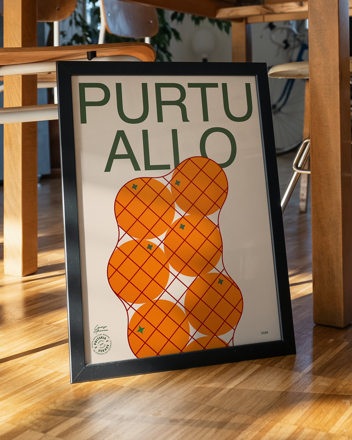 Poster Purtuallo, la parola napoletana per arancia - stampa tipografica | Posteria Verace