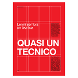 Poster Quasi un Tecnico – meme del benzinaio napoletano in design svizzero | Posteria Verace