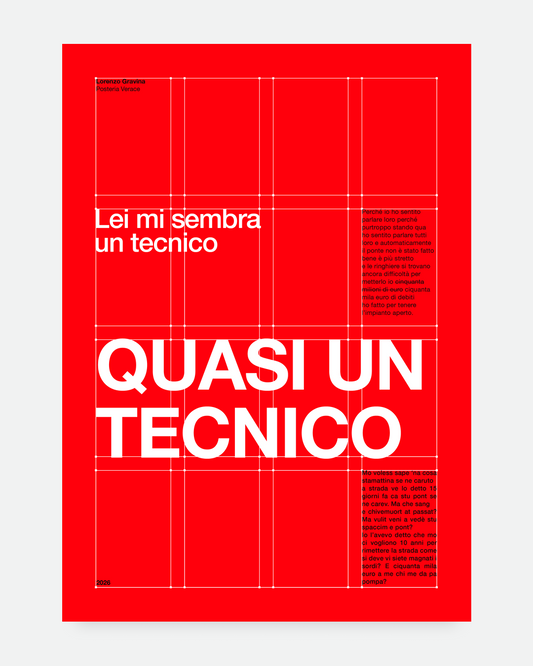 Poster Quasi un tecnico, benzinaio napoletano in design svizzero, Lorenzo Gravina