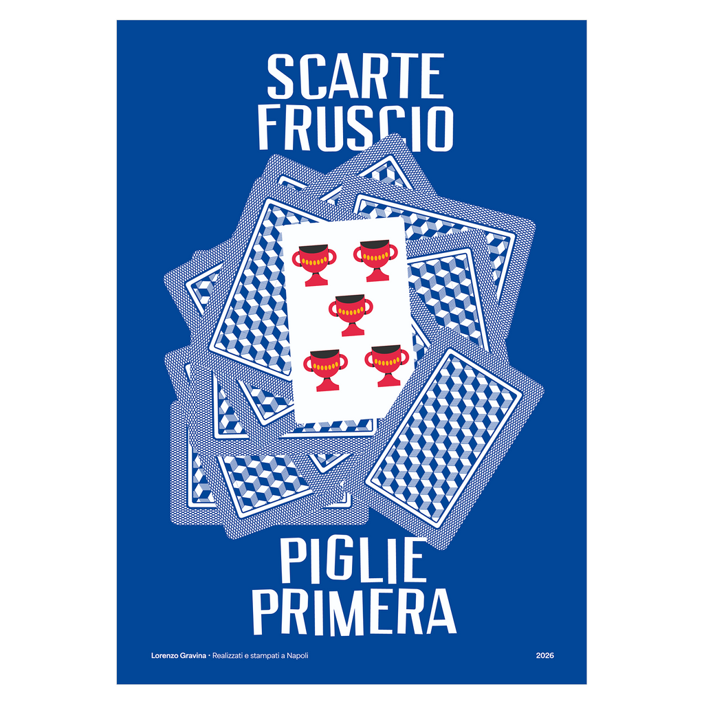 Poster Scarte Fruscio – detto napoletano delle carte da gioco, stampa tipografica | Posteria Verace