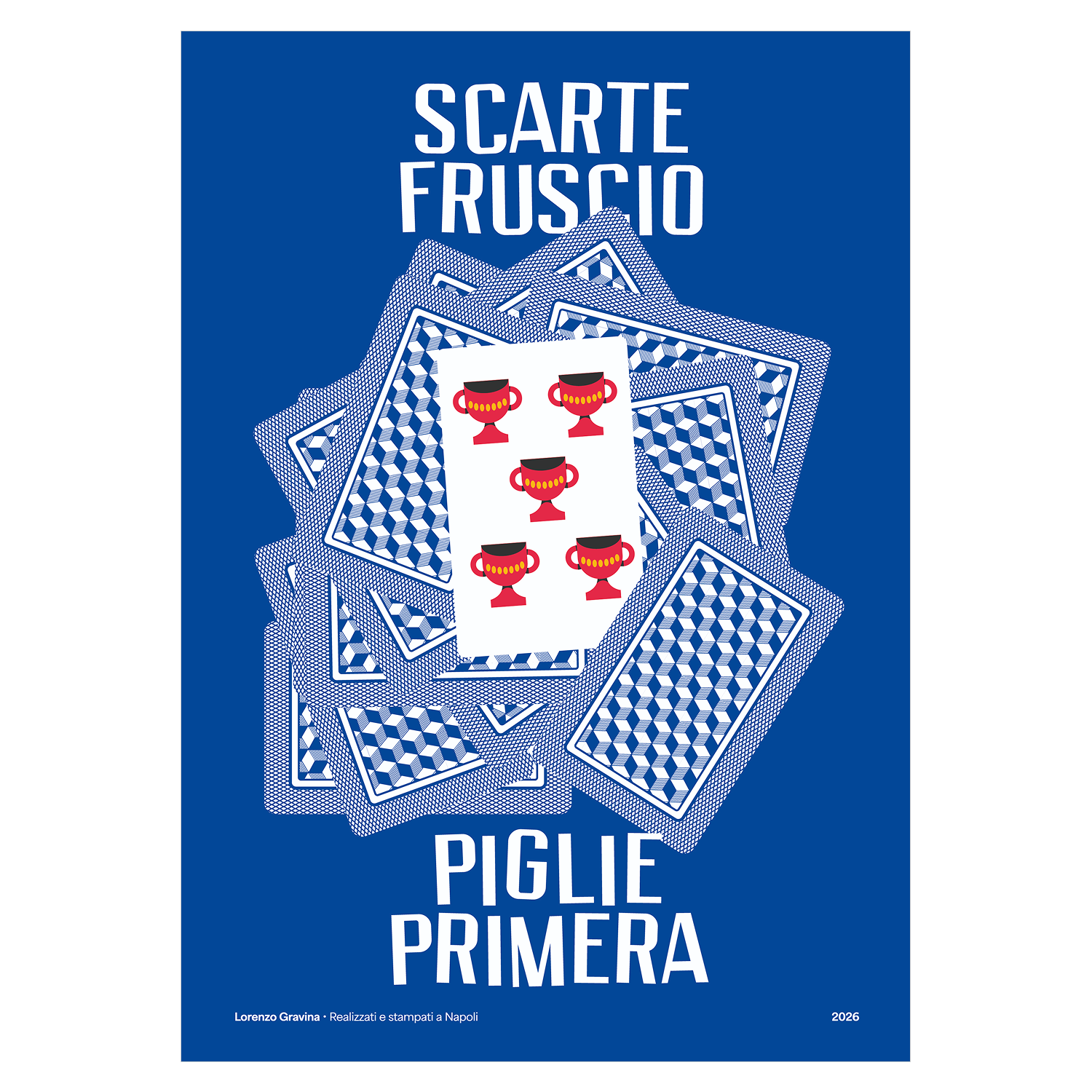 Poster Scarte Fruscio – detto napoletano delle carte da gioco, stampa tipografica | Posteria Verace