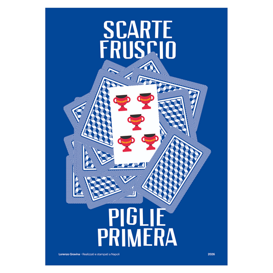 Poster Scarte Fruscio – detto napoletano delle carte da gioco, stampa tipografica | Posteria Verace