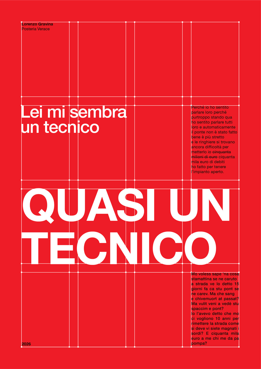 Poster Quasi un Tecnico – stampa tipografica su carta opaca 230gr | Posteria Verace