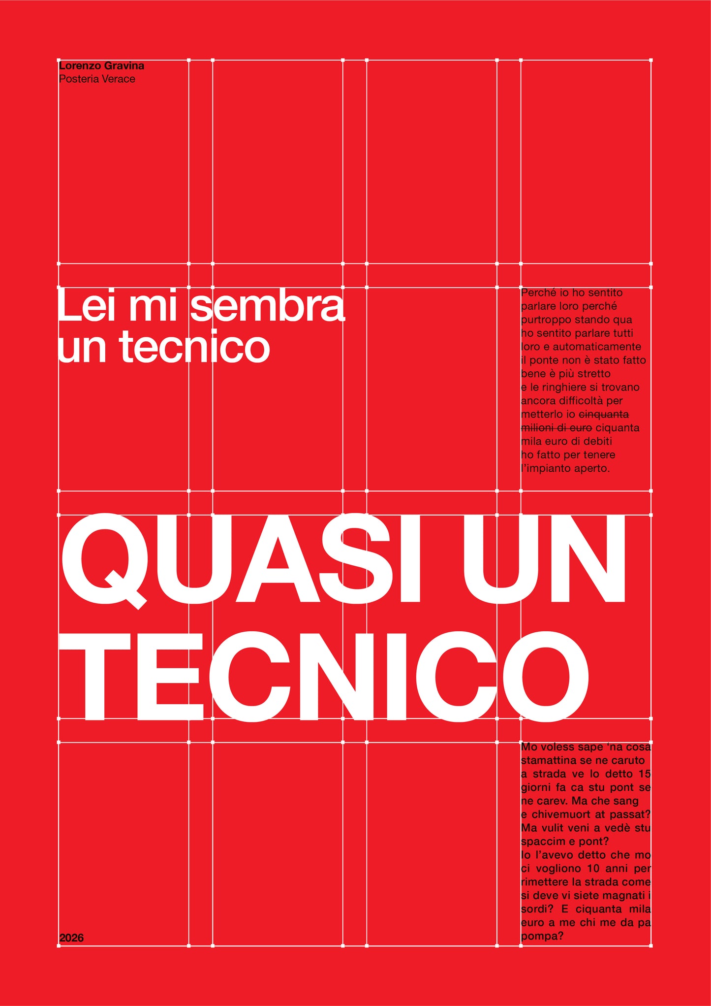 Poster Quasi un Tecnico – stampa tipografica su carta opaca 230gr | Posteria Verace