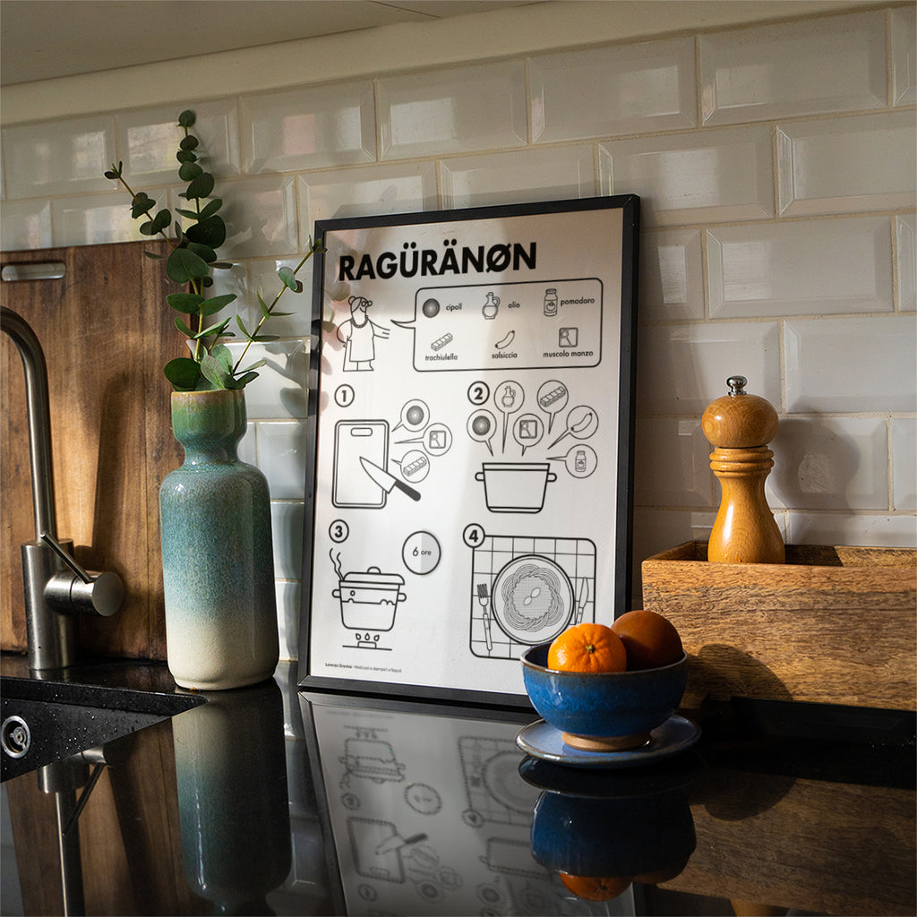 Poster Ragù Napoletano in cornice su parete – stampa cucina napoletana | Posteria Verace