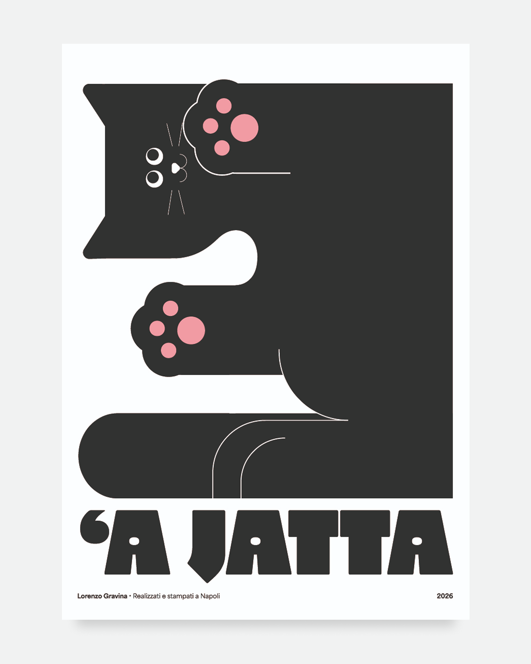 Poster gatto nero 'A Jatta – Smorfia napoletana stampata su carta opaca 230gr | Posteria Verace